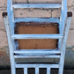 Antique Vintage Distressed Farmhouse Painted Reclaimed Salvaged SOLID Wood Wooden Side Dining Lounge Accent Chair Upholstered Vinyl Fabric Seat