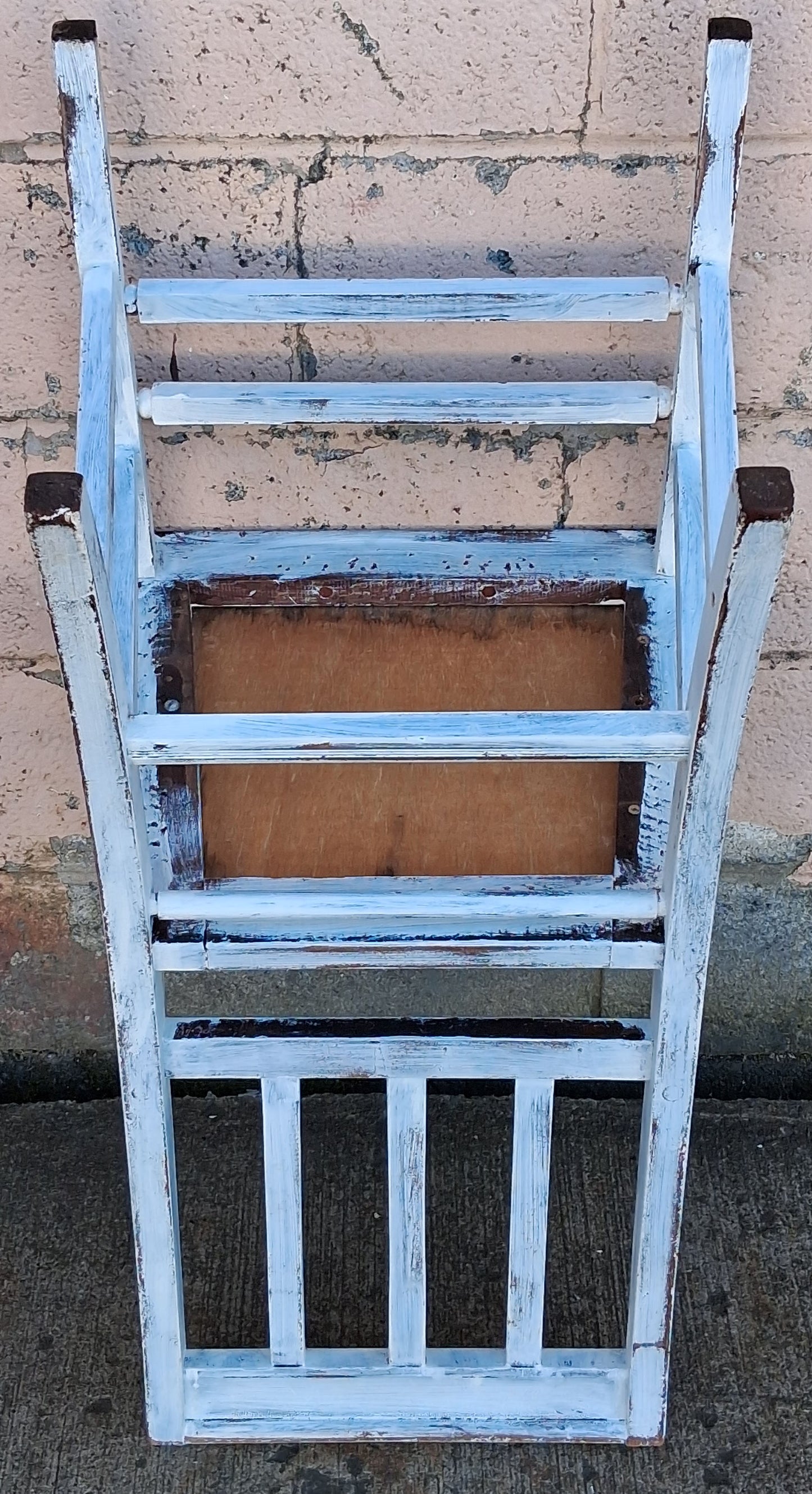 Antique Vintage Distressed Farmhouse Painted Reclaimed Salvaged SOLID Wood Wooden Side Dining Lounge Accent Chair Upholstered Vinyl Fabric Seat