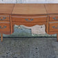 Vintage Antique Old Reclaimed Salvaged Drexel French Provincial Solid Wood Wooden Serpentine Writing Office Studio Desk Kneehole Vanity