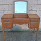 Vintage Antique Old Reclaimed Salvaged Drexel French Provincial Solid Wood Wooden Serpentine Writing Office Studio Desk Kneehole Vanity