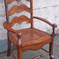 Vintage Antique Old Victorian Ladderback SOLID Wood Wooden Carved Side Dining Accent Desk Arm Chair Caned Cane Seat