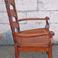 Vintage Antique Old Victorian Ladderback SOLID Wood Wooden Carved Side Dining Accent Desk Arm Chair Caned Cane Seat