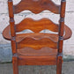 Vintage Antique Old Victorian Ladderback SOLID Wood Wooden Carved Side Dining Accent Desk Arm Chair Caned Cane Seat