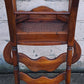 Vintage Antique Old Victorian Ladderback SOLID Wood Wooden Carved Side Dining Accent Desk Arm Chair Caned Cane Seat
