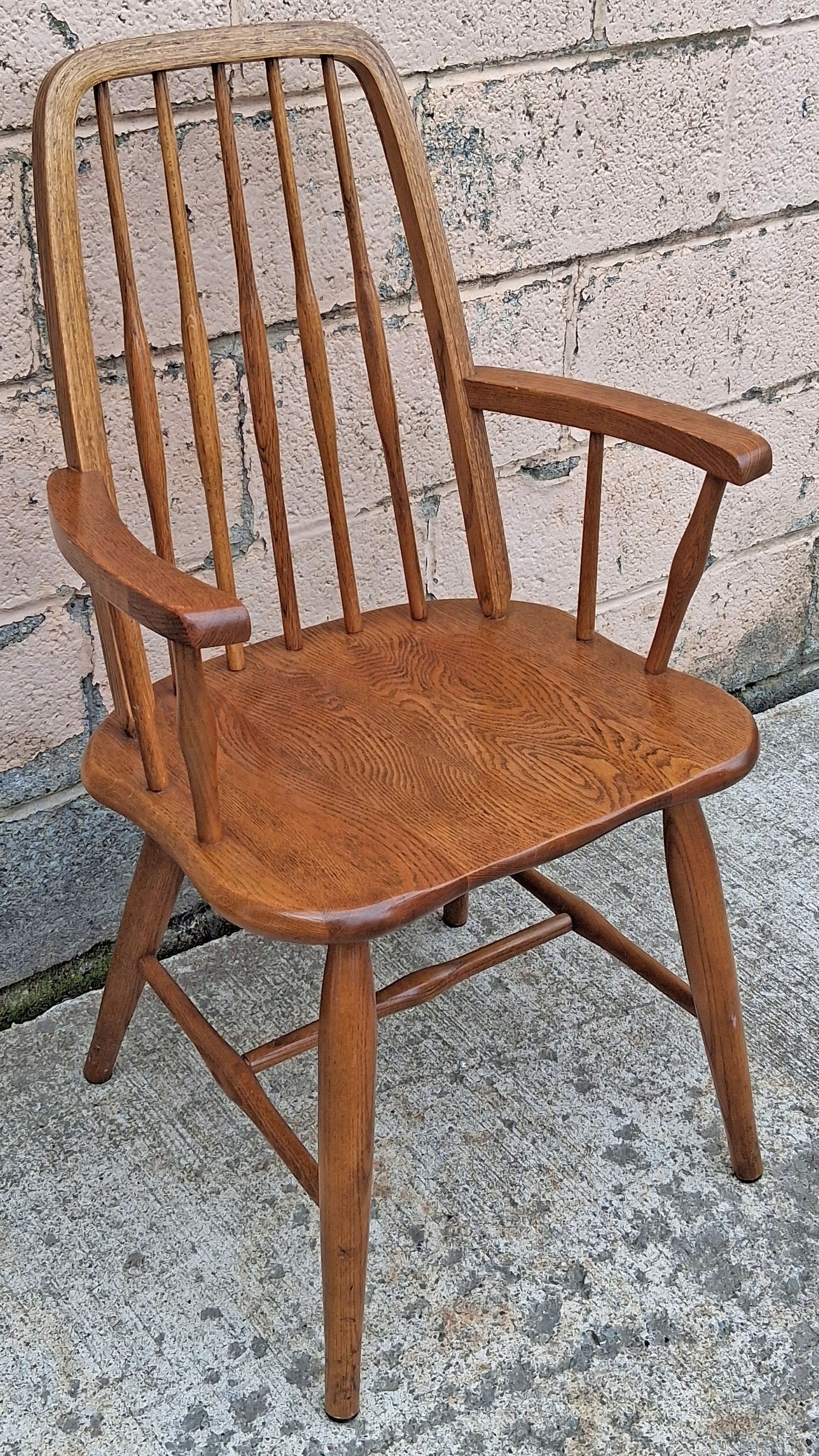 Vintage Antique Old Colonial Windsor SOLID Wooden Spindle Back Side Lounge Accent Arm Chair Armchair