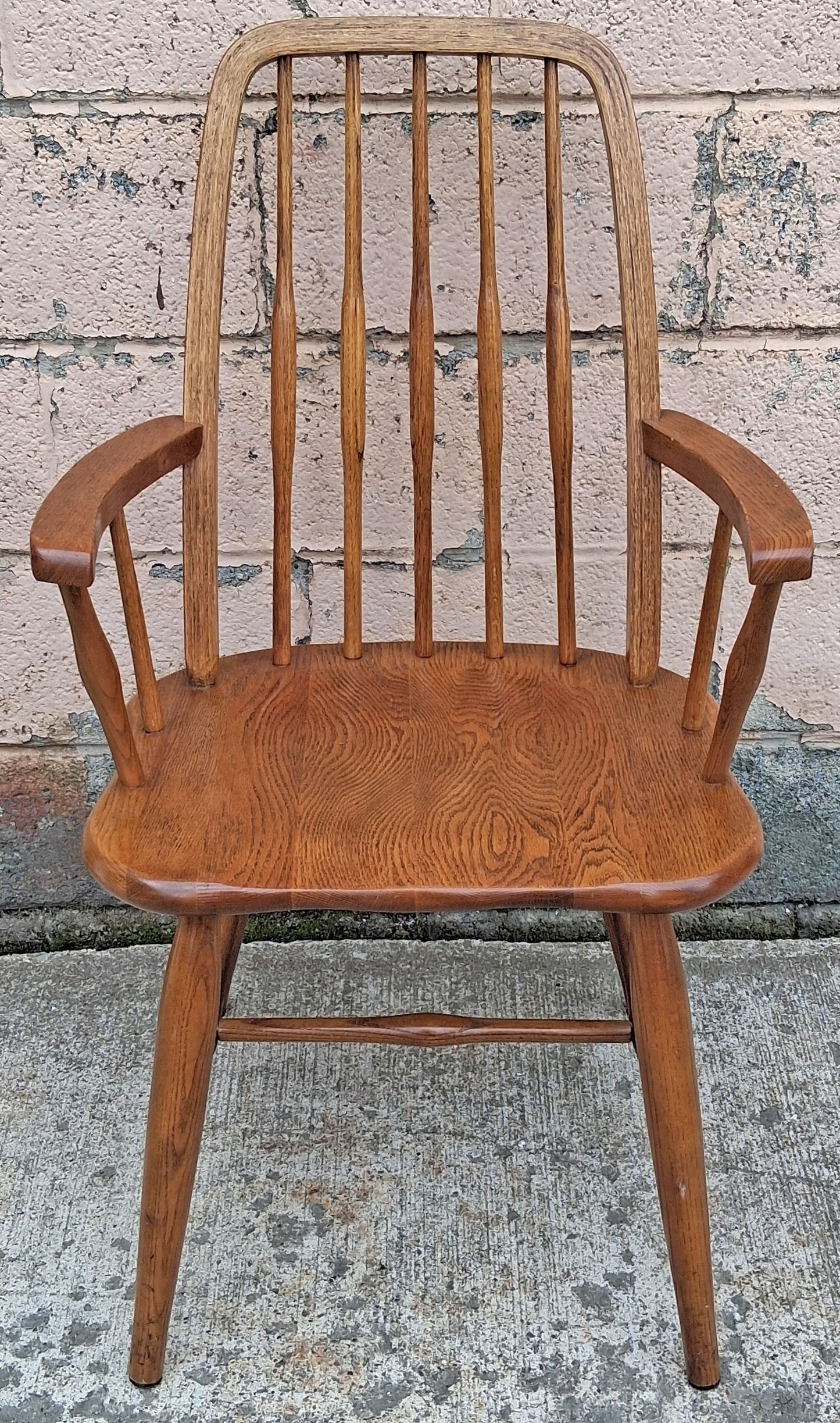 Vintage Antique Old Colonial Windsor SOLID Wooden Spindle Back Side Lounge Accent Arm Chair Armchair