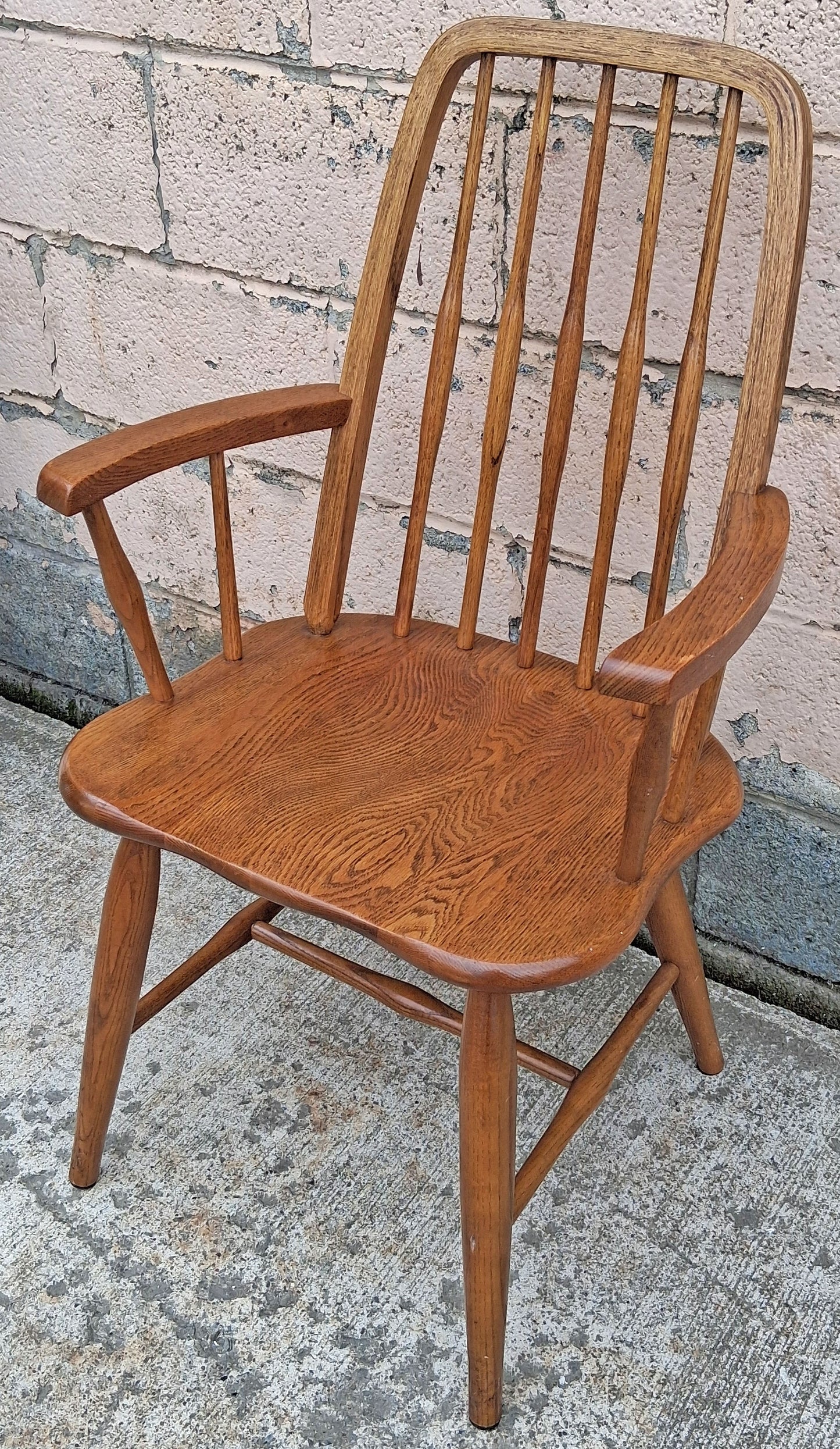 Vintage Antique Old Colonial Windsor SOLID Wooden Spindle Back Side Lounge Accent Arm Chair Armchair