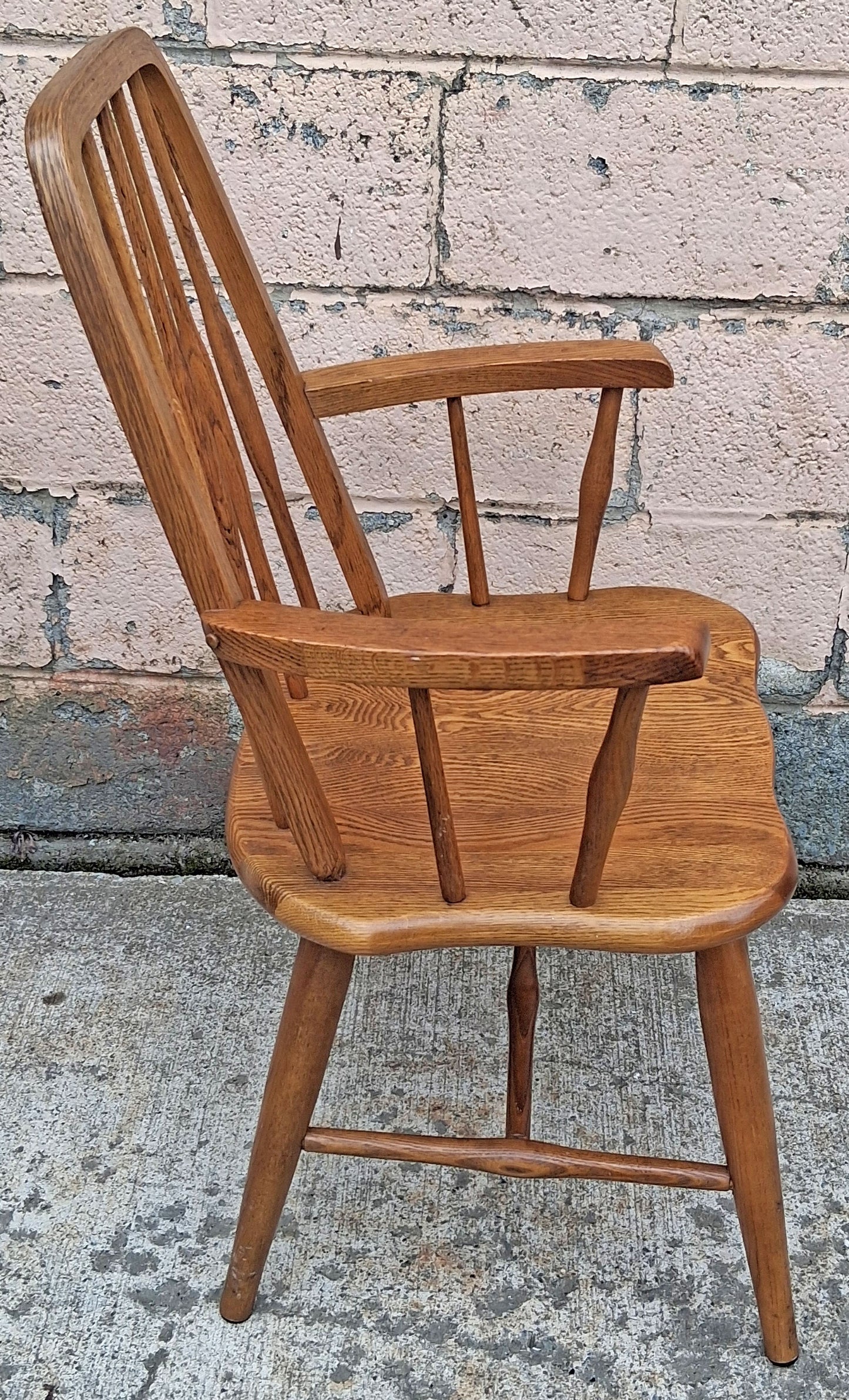 Vintage Antique Old Colonial Windsor SOLID Wooden Spindle Back Side Lounge Accent Arm Chair Armchair