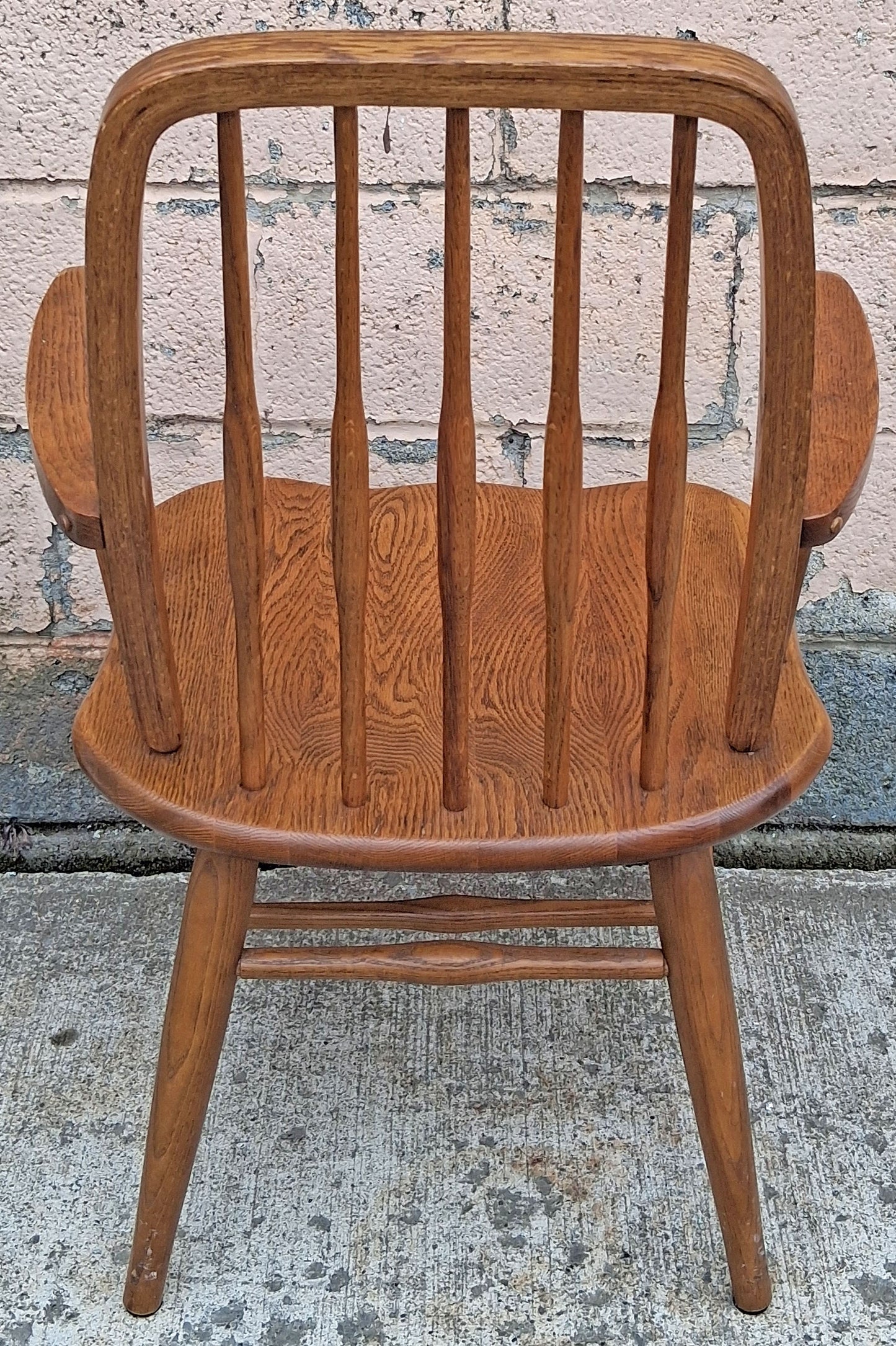Vintage Antique Old Colonial Windsor SOLID Wooden Spindle Back Side Lounge Accent Arm Chair Armchair