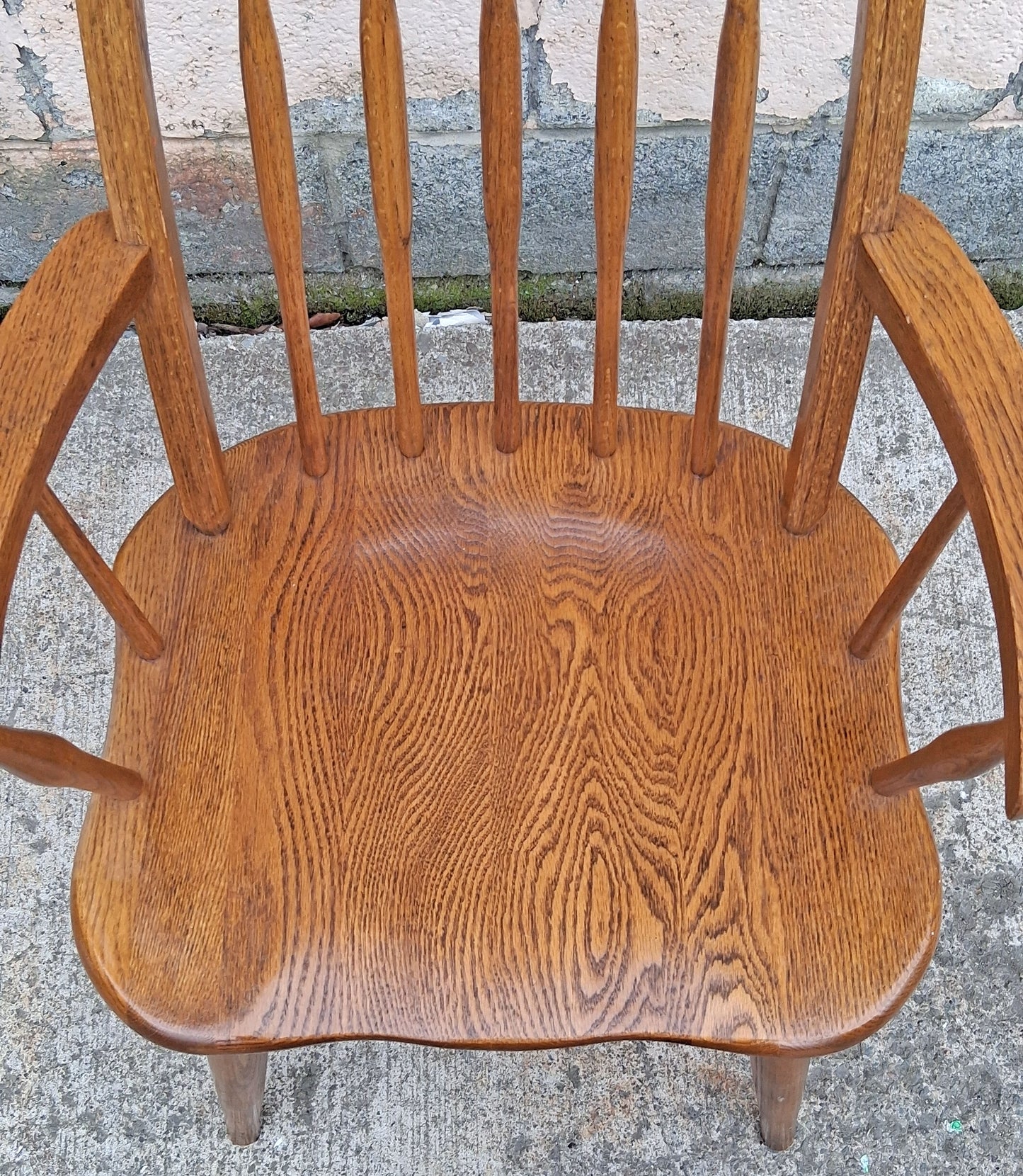 Vintage Antique Old Colonial Windsor SOLID Wooden Spindle Back Side Lounge Accent Arm Chair Armchair