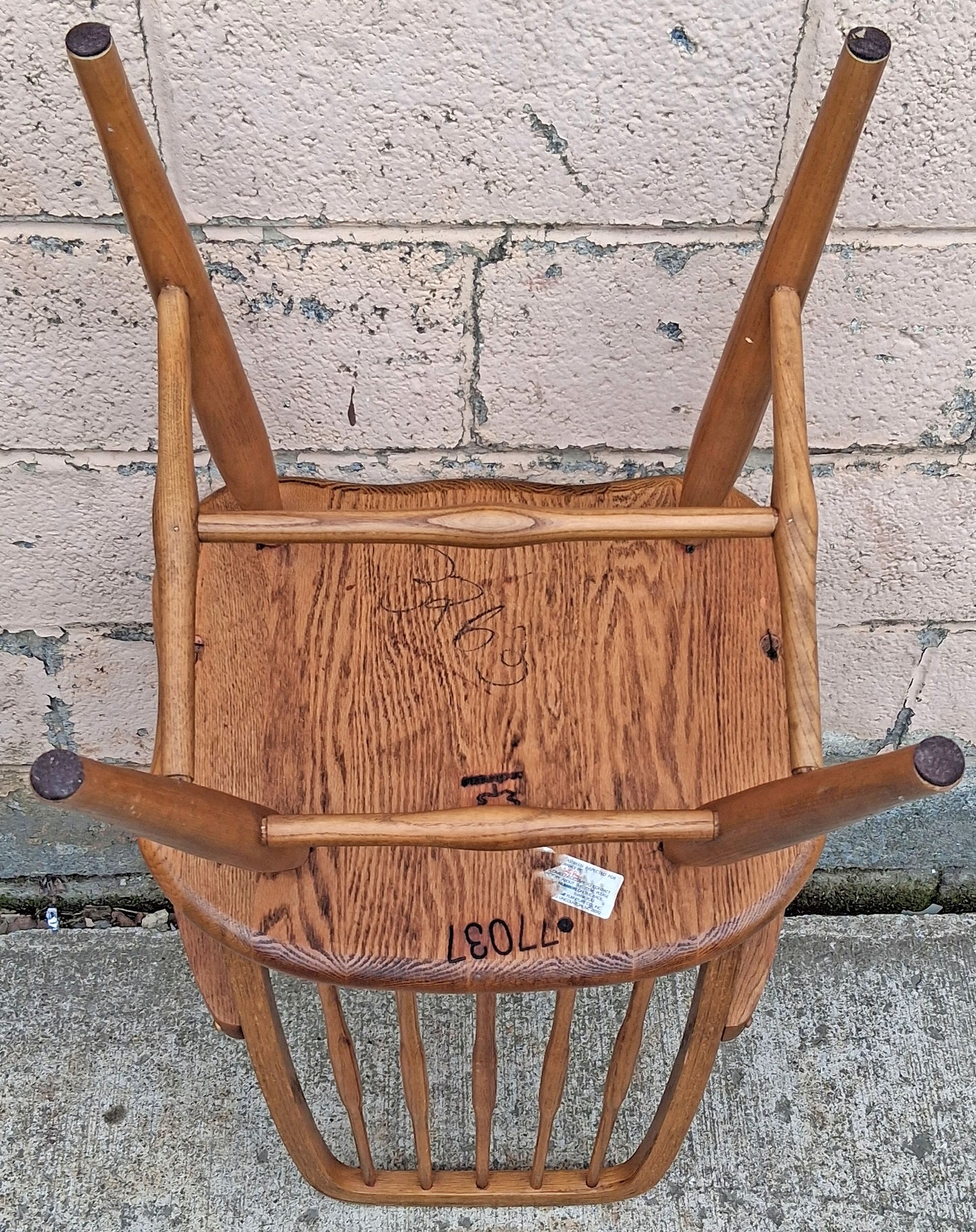 Vintage Antique Old Colonial Windsor SOLID Wooden Spindle Back Side Lounge Accent Arm Chair Armchair
