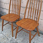 Pair of Vintage Antique Old Colonial Windsor SOLID Wooden Spindle Back Side Lounge Accent Chairs Saddle Seats