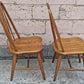 Pair of Vintage Antique Old Colonial Windsor SOLID Wooden Spindle Back Side Lounge Accent Chairs Saddle Seats