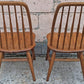 Pair of Vintage Antique Old Colonial Windsor SOLID Wooden Spindle Back Side Lounge Accent Chairs Saddle Seats