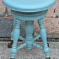 Antique Piano Stool H Holtzman & Sons Distressed Swivel Stool Victorian Claw Foot Blue Vanity Seat Cottage Furniture Plant Stand