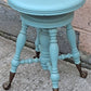 Antique Piano Stool H Holtzman & Sons Distressed Swivel Stool Victorian Claw Foot Blue Vanity Seat Cottage Furniture Plant Stand
