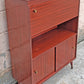 Vintage Mid Century Modern Drop Front Secretary Desk Bar Cabinet Sliding Doors Tapered Peg Legs Retro Small Space Writing Bureau Home Office