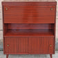 Vintage Mid Century Modern Drop Front Secretary Desk Bar Cabinet Sliding Doors Tapered Peg Legs Retro Small Space Writing Bureau Home Office