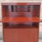 Vintage Mid Century Modern Drop Front Secretary Desk Bar Cabinet Sliding Doors Tapered Peg Legs Retro Small Space Writing Bureau Home Office