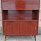 Vintage Mid Century Modern Drop Front Secretary Desk Bar Cabinet Sliding Doors Tapered Peg Legs Retro Small Space Writing Bureau Home Office