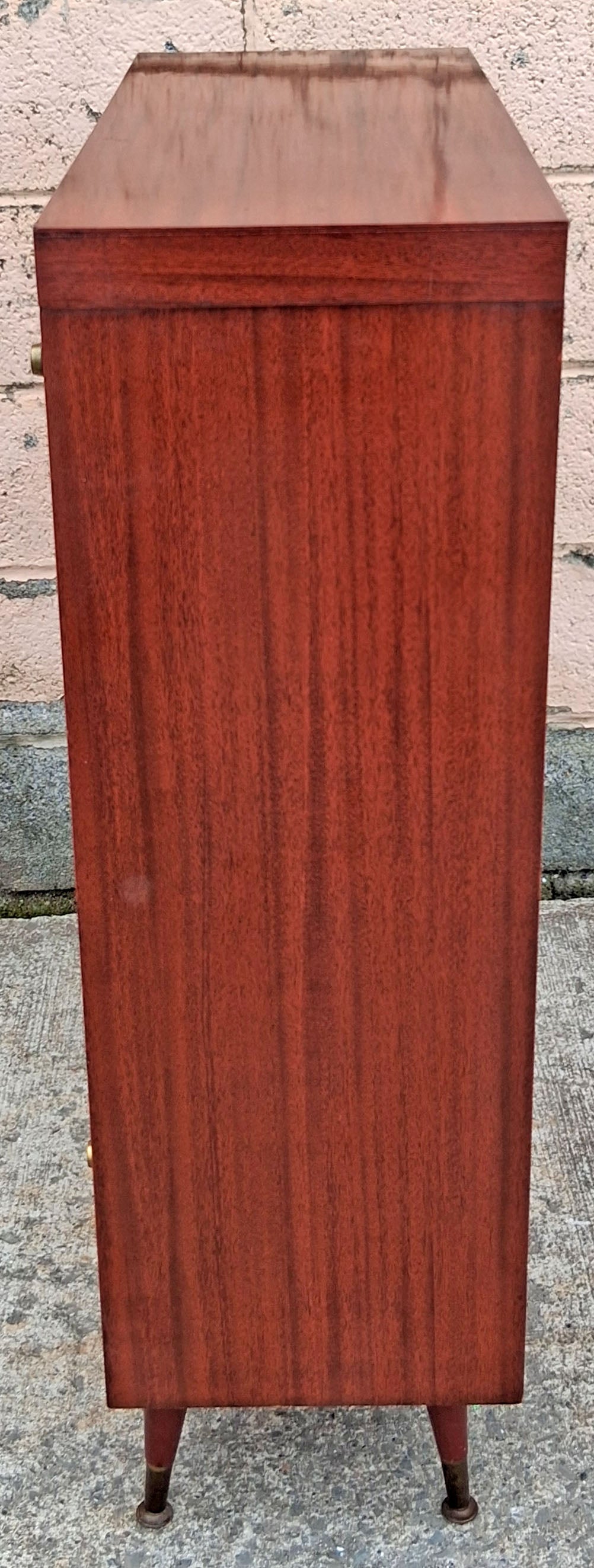Vintage Mid Century Modern Drop Front Secretary Desk Bar Cabinet Sliding Doors Tapered Peg Legs Retro Small Space Writing Bureau Home Office