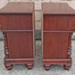 Pair Vintage Traditional Empire Cherry Bowfront Bedside Cabinets 3 Drawer Nightstands End Tables Column Bun Feet High End Bedroom Furniture