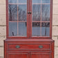 Antique Vintage Mahogany Wood China Cabinet Chippendale Federal Hutch Bookcase Library Display Cupboard Broken Arch Pediment Glass Cabinet