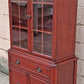 Antique Vintage Mahogany Wood China Cabinet Chippendale Federal Hutch Bookcase Library Display Cupboard Broken Arch Pediment Glass Cabinet