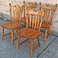 Set of 4 Vintage Maple Dining Chairs, Early American Colonial Farmhouse Kitchen Chairs, Wooden Arrow Back Dining Chairs with Heart Cutout