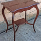 Vintage Antique Country French Provincial Queen Anne Cherry Wood Wooden Scalloped Serpentine End Accent Side Shelf Parlor Table Nightstand