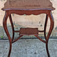 Vintage Antique Country French Provincial Queen Anne Cherry Wood Wooden Scalloped Serpentine End Accent Side Shelf Parlor Table Nightstand