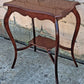 Vintage Antique Country French Provincial Queen Anne Cherry Wood Wooden Scalloped Serpentine End Accent Side Shelf Parlor Table Nightstand