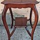 Vintage Antique Country French Provincial Queen Anne Cherry Wood Wooden Scalloped Serpentine End Accent Side Shelf Parlor Table Nightstand