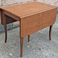 Vintage Antique Old Colonial Revival Mid Century Solid Maple Wood Wooden Drop Leaf Accent Side Dining Breakfast Nook Sabre Leg Table
