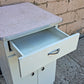 Vintage Antique Mid Century Retro Atomic Era Metal Steel Pantry Bathroom Kitchen Cabinet 1950s White Cracked Ice Formica Top