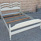 Vintage Antique Ethan Allen Country Cottage White Solid Wood Wooden Ladder Back Full Size Head Foot Board Bedroom Complete Bed Frame Set