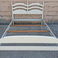Vintage Antique Ethan Allen Country Cottage White Solid Wood Wooden Ladder Back Full Size Head Foot Board Bedroom Complete Bed Frame Set