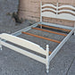 Vintage Antique Ethan Allen Country Cottage White Solid Wood Wooden Ladder Back Full Size Head Foot Board Bedroom Complete Bed Frame Set