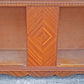 Antique Vintage Reclaimed Salvaged Art Deco Walnut Wood Wooden Chevron Inlay Book Matched Veneer Buffet Server Sideboard Credenza Cabinet