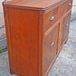 Antique Vintage Reclaimed Salvaged Art Deco Walnut Wood Wooden Chevron Inlay Book Matched Veneer Buffet Server Sideboard Credenza Cabinet