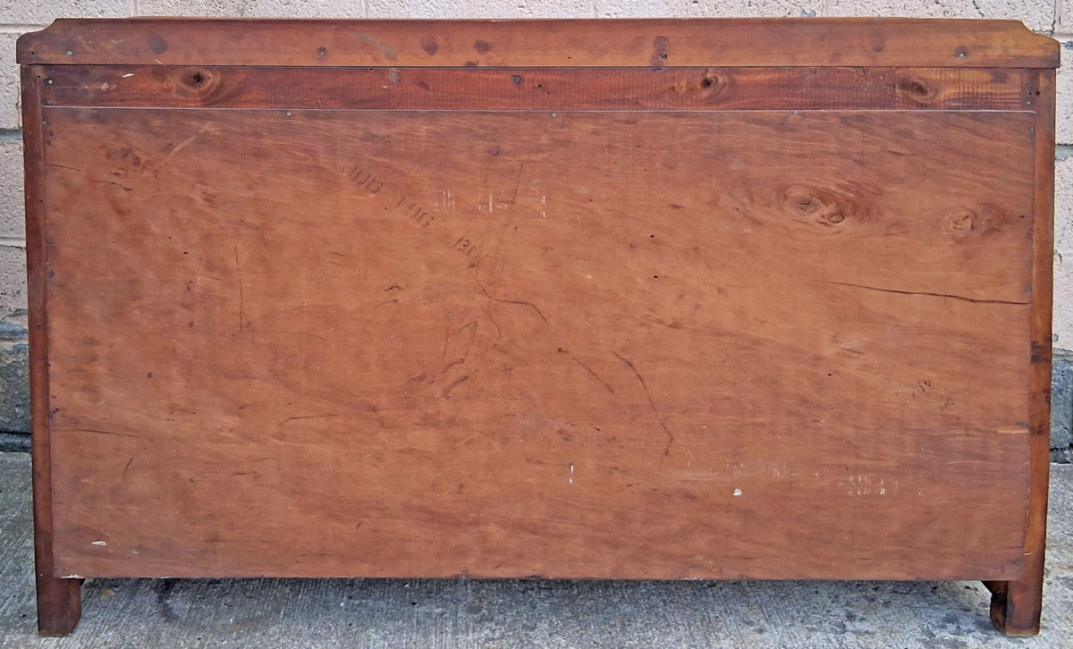 Antique Vintage Reclaimed Salvaged Art Deco Walnut Wood Wooden Chevron Inlay Book Matched Veneer Buffet Server Sideboard Credenza Cabinet