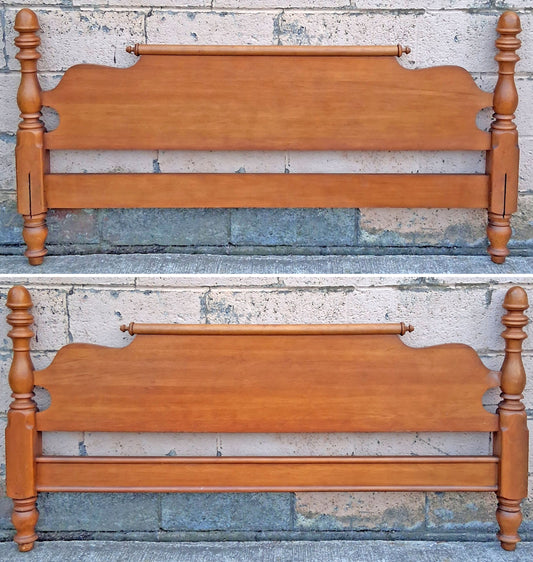 Vintage Antique Old Reclaimed Salvaged Early American Colonial SOLID Maple Wood Wooden Full Size Bedstead Bedframe Headboard Footboard Set
