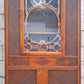 Antique Vintage Old Reclaimed Salvaged Art Deco Depression Era Solid Wood Walnut Chevron Inlay China Cabinet Hutch Display Cupboard Glass