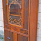 Antique Vintage Old Reclaimed Salvaged Art Deco Depression Era Solid Wood Walnut Chevron Inlay China Cabinet Hutch Display Cupboard Glass