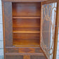 Antique Vintage Old Reclaimed Salvaged Art Deco Depression Era Solid Wood Walnut Chevron Inlay China Cabinet Hutch Display Cupboard Glass