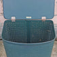 Vintage Antique Old Mid Century Pearl Wick Green Self Ventilating Laundry Hamper Woven Clothes Basket Quilted Floral Padded Vinyl Lid