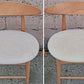 Pair Vintage Mid Century Modern Scandinavian Wood Wooden Fabric Kitchen Bar Island Counter Stools Dining Accent Chairs Beige Padded Seats
