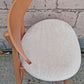 Pair Vintage Mid Century Modern Scandinavian Wood Wooden Fabric Kitchen Bar Island Counter Stools Dining Accent Chairs Beige Padded Seats