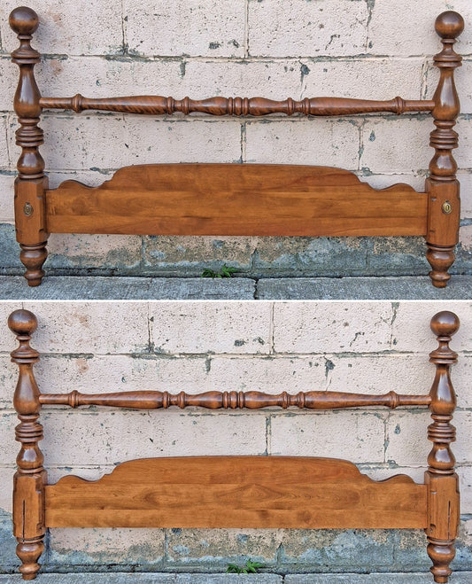 Vintage Antique Old Reclaimed Salvaged Ethan Allen Early American Colonial Maple Wood Wooden Full Size Bedstead Bed Frame Head Foot Board
