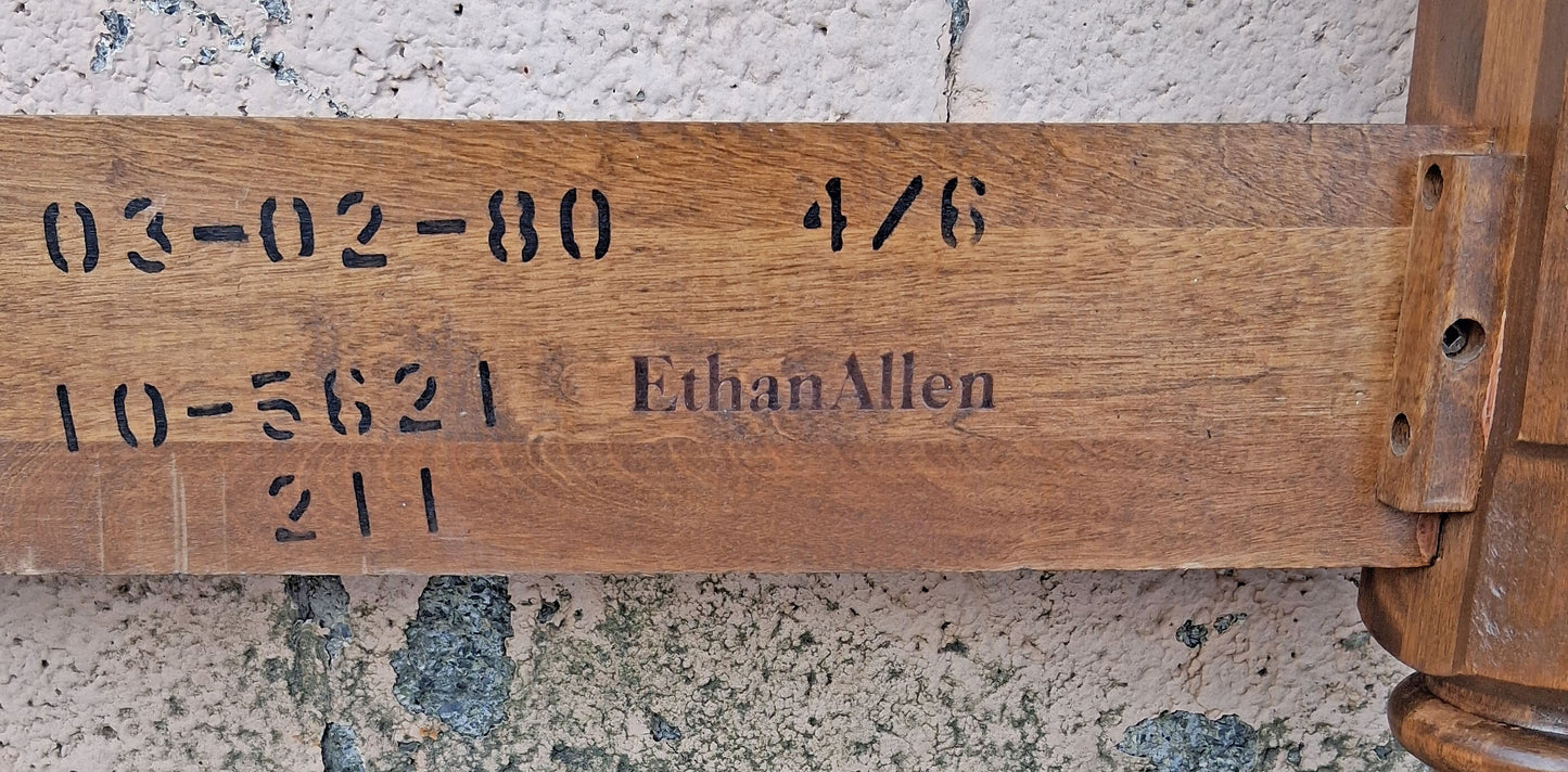 Vintage Antique Old Reclaimed Salvaged Ethan Allen Early American Colonial Maple Wood Wooden Full Size Bedstead Bed Frame Head Foot Board